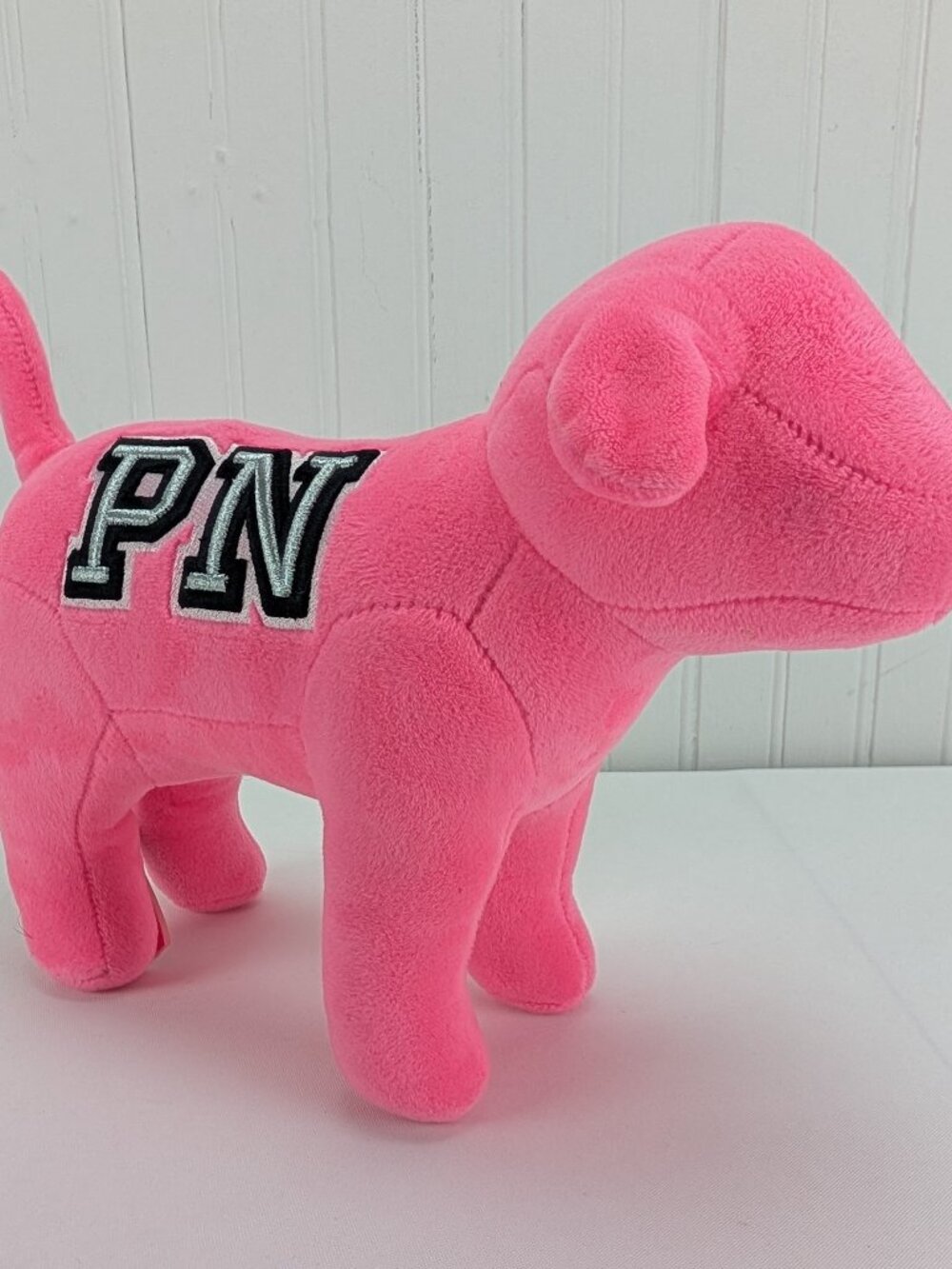 Victorias Secret Pink Nation Plush Dog Stuffed Animal 2018 Hot Pink PN 8" Tall